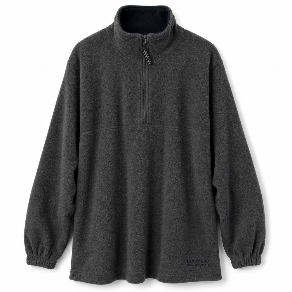 VTG Bugle Boy Authentics Mens L Quarter Zip Fleece Pullover Gray 90s Y2K